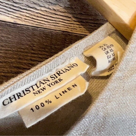 Christian Siriano Gold 100% Linen Tie Front Lagenlook Sleeveless Top - Picture 3 of 6